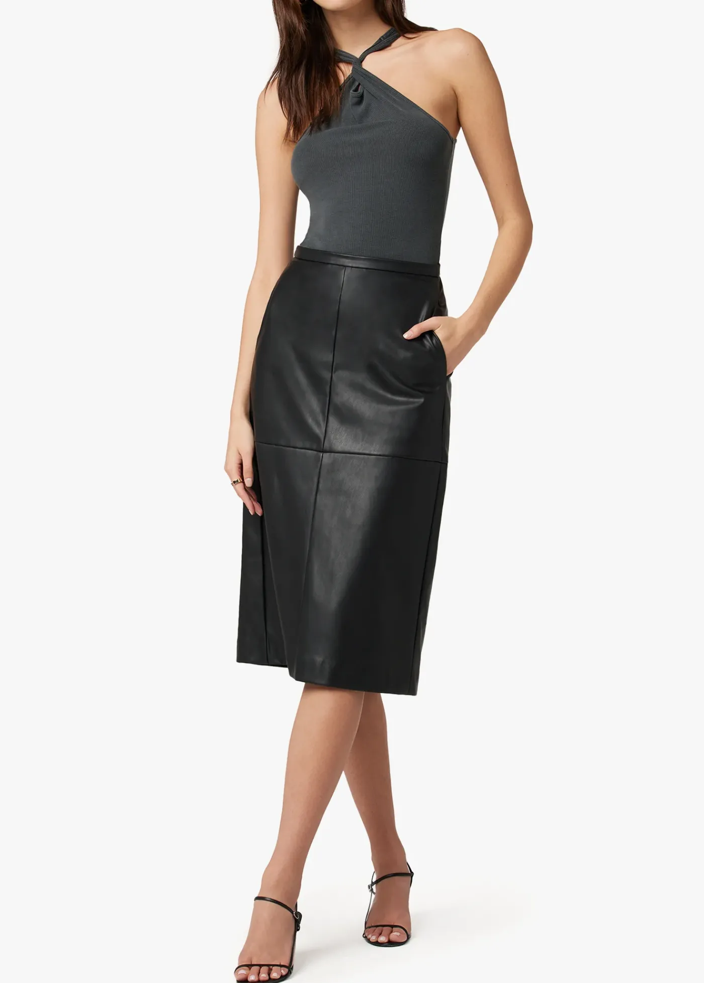 Outlet DOREEN CROSS SEAMED FAUX LEATHER SKIRT Women SKIRTS / DRESSES