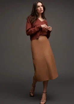 Sale DOREEN CROSS SEAMED FAUX LEATHER SKIRT Women SKIRTS / DRESSES
