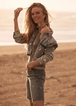 New THE JOEY SHRUNKEN DENIM JACKET Women JACKETS