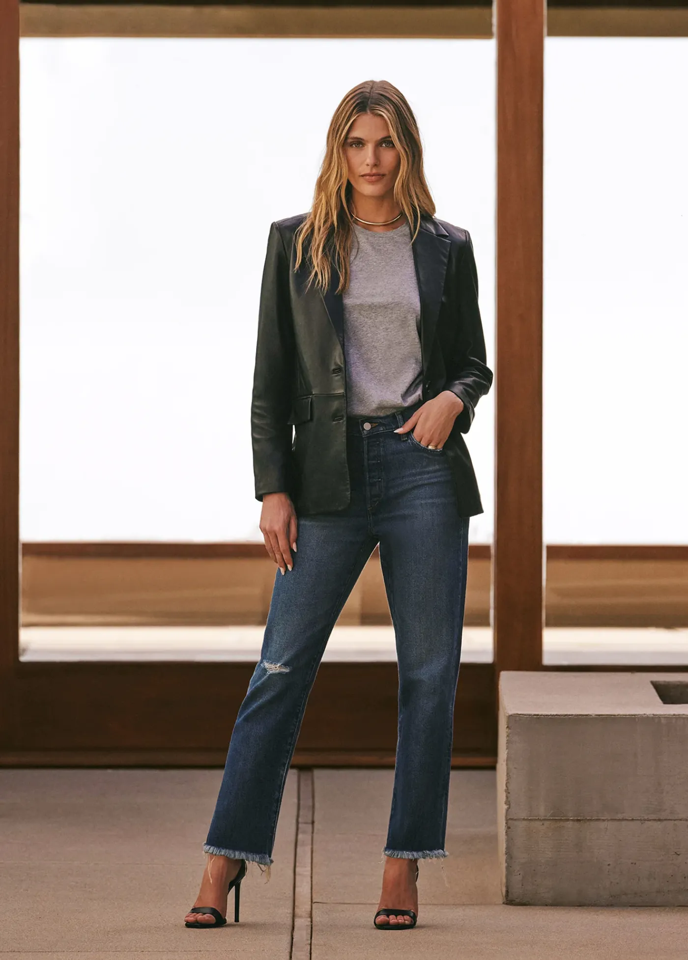 Sale THE NINA BOYFRIEND LEATHER BLAZER Women JACKETS